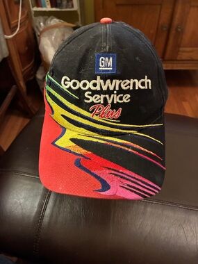 Nascar Black Cap with Red & Multicolor Embroidery